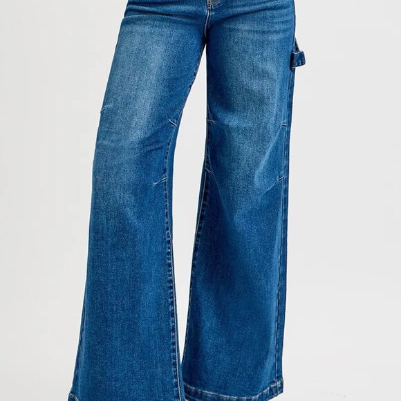 ✨NWT RISEN Full Size High Rise Wide Leg Patch Detailed Jeans Plus Size - Picture 3 of 7